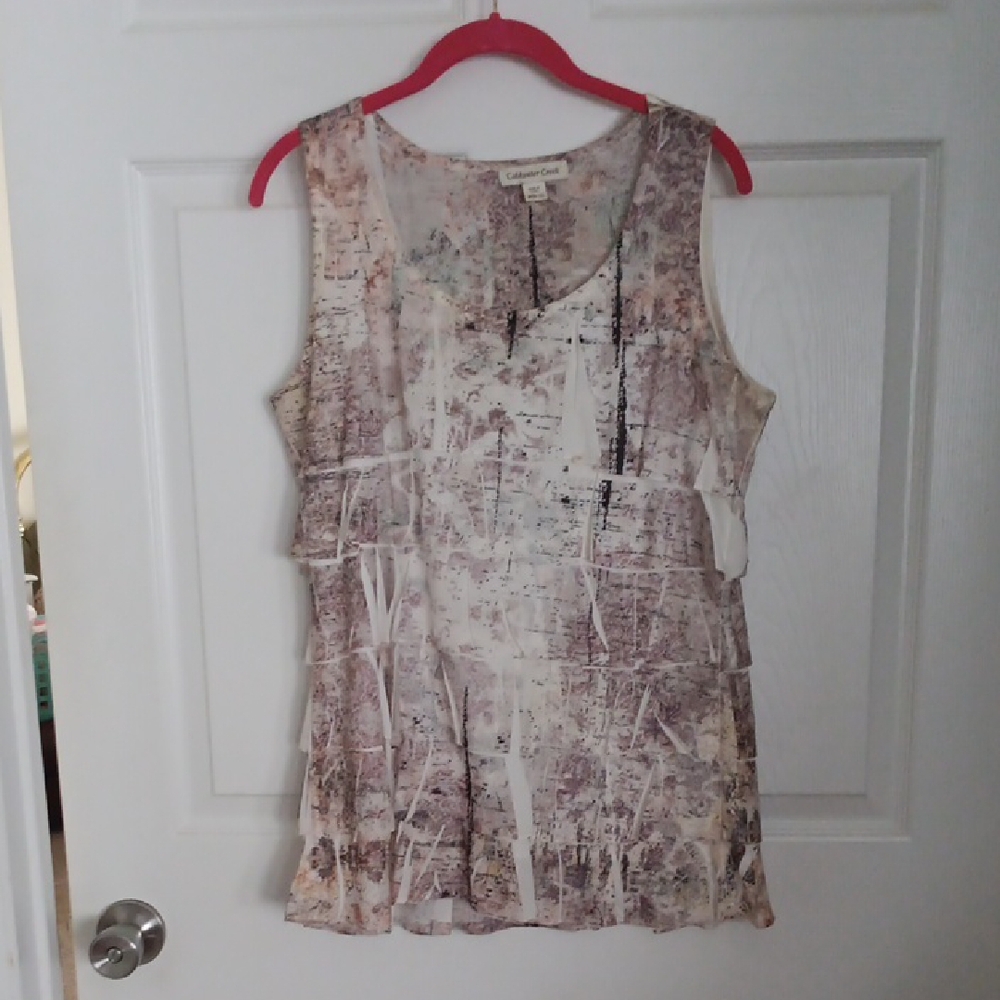 Caslon Women's Sleeveless Top - Cream and Brown